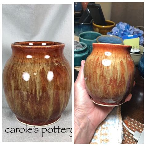 Carole S Pottery Deep Firebrick X Under Albany Slip Brown X Top Half