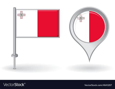 Maltese pin icon and map pointer flag Royalty Free Vector