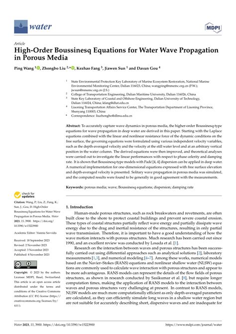 Pdf High Order Boussinesq Equations For Water Wave Propagation In