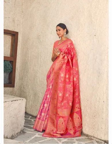 Dhanvi Clothing Wedding Wear Pure Silk Weaving Saree M With