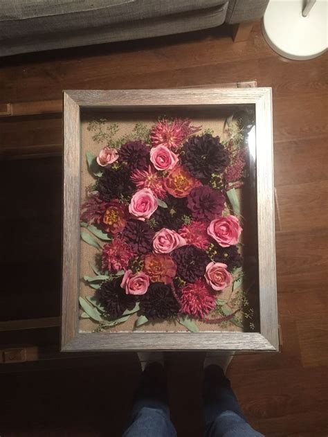 My Diy Dried Wedding Bouquet Shadow Box Weddingbee Bouquet Shadow Box Flower Shadow Box