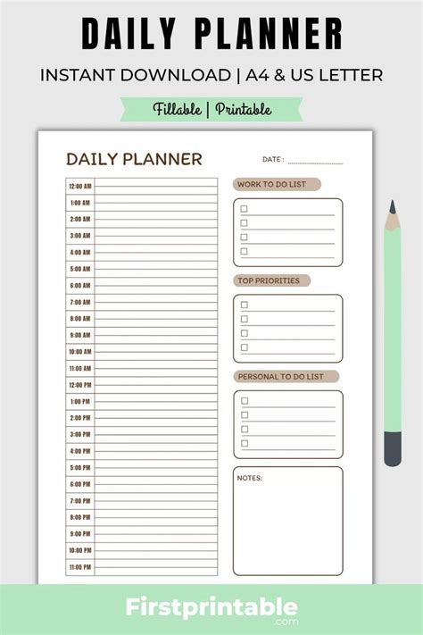 Free Hourly Daily Planner Printable Fillable A Us Daily Planner