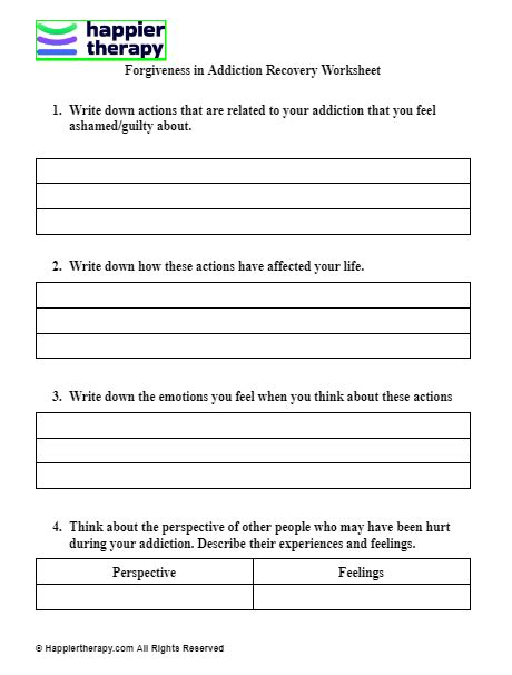 Forgiveness In Addiction Recovery Worksheet Happiertherapy