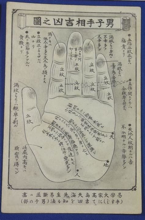 Vintage Japan Postcard Palmistry Fortune Telling Hand Card China Palm