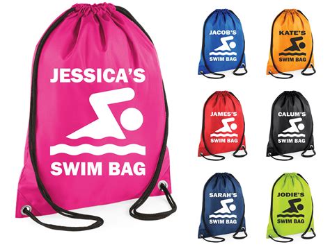 Personalised Swimming Bag Silhouette Printed Swim Bag Gym Bag Etsy