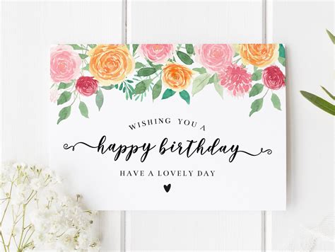 Pretty Birthday Card Flower Birthday Card Good Friend Card Etsy Hong Kong