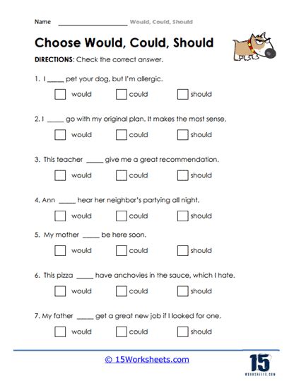 Would Could Should Worksheets 15 Worksheets Library