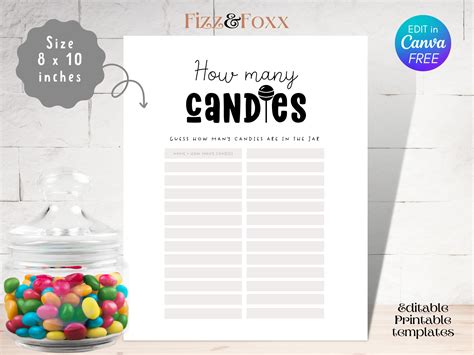 Printable Candy Jar Guessing Game Template