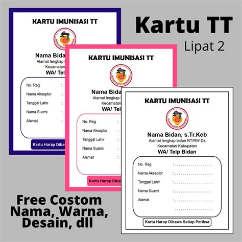 Jual Kartu Imunisasi Tt Kartu Bidan Kartu Tt Buku Tt Buku Bidan