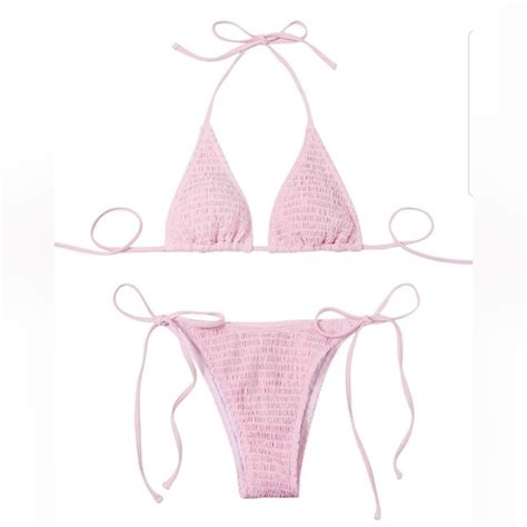 Swim Womens 2 Piece Triangle Bathing Suit Halter Top Tie Side Thong Bikini Swims Poshmark