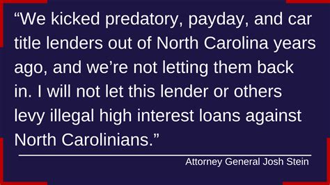 Attorney General Stein Fights to Protect North Carolinians from High Interest Loans - NCDOJ