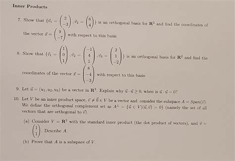 Solved Show That V V Is An Orthogonal Chegg