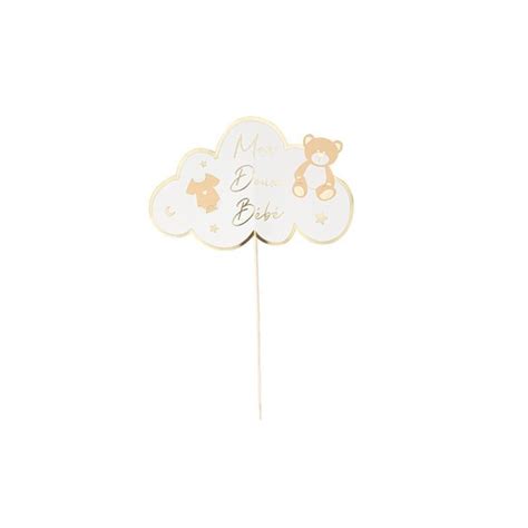 CAKE TOPPER Mon doux bébé BABY NUDE CAMEL ET OR X CM