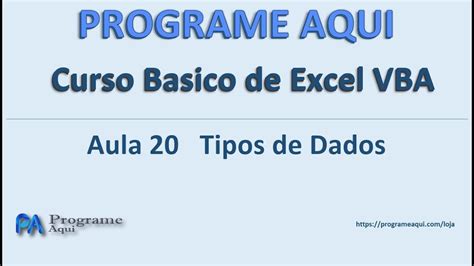 Curso Basico De Excel VBA Aula 20 Tipos De Dados YouTube