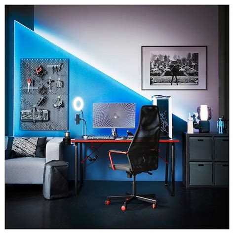 HUVUDSPELARE gaming desk, black, 551/8x311/2" - IKEA