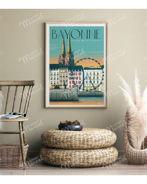 Affiche Bayonne Place Du R Duit Marcel Travel Posters Taille X Cm