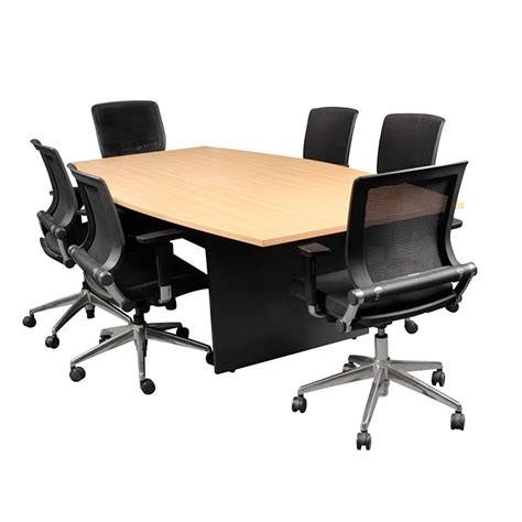 Logan Curved Conference Table 120cm Beech Black