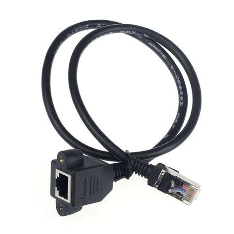 Ouhaobin 60cm RJ45 Cable Macho A Hembra Tornillo Montaje En Panel