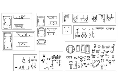 Bathroom Fixtures Sanitary Blocks Cad Drawing Details Dwg File Cadbull