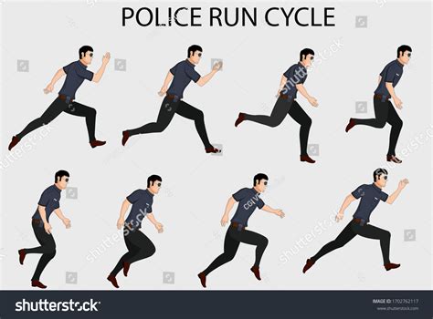 Police Character Side View Run Cycle Stock Vector (Royalty Free ...