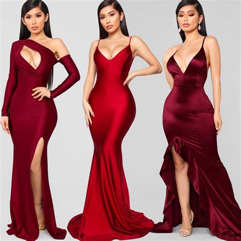 Temporary Love Satin Mermaid Dress Wine Fashion Nova Red