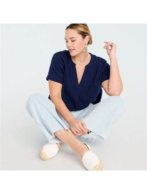 Buy J Crew V Neck Soft Gauze Popover Online Topofstyle