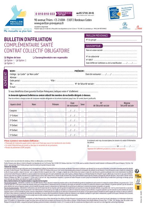 Calam O Bulletin Affiliation Contrat Collectif