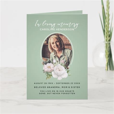 Photo Teal Floral In Loving Memory Funeral Program Zazzle