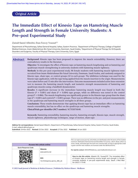 Pdf The Immediate Effect Of Kinesio Tape On Hamstring Muscle Length