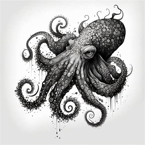 Octopus Tattoo Design White Background PNG File Download High Resolution - Etsy