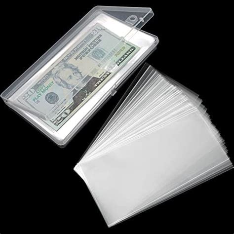 KSIWRE 100PCS Plastic Money Sleeve For Bills Clear Paper Money