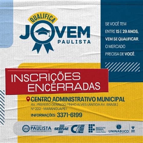 Em Paulista inscrições do Qualifica Jovem encerradas nesta quarta