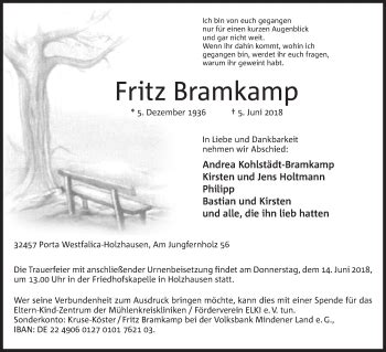 Traueranzeigen Von Fritz Bramkamp Trauer MT De