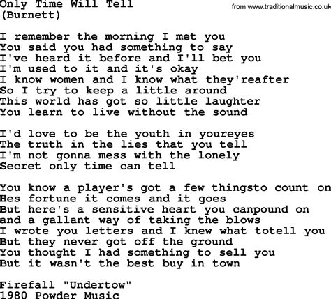 Only Time Will Tell By The Byrds Lyrics With Pdf