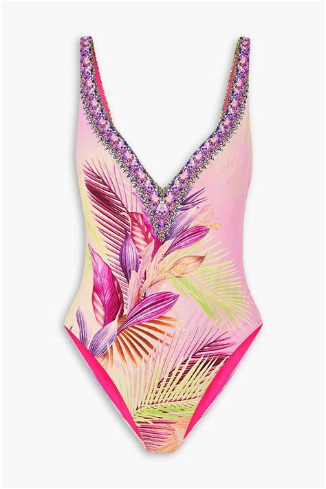 Camilla Crystal Embellished Printed Swimsuit The Outnet