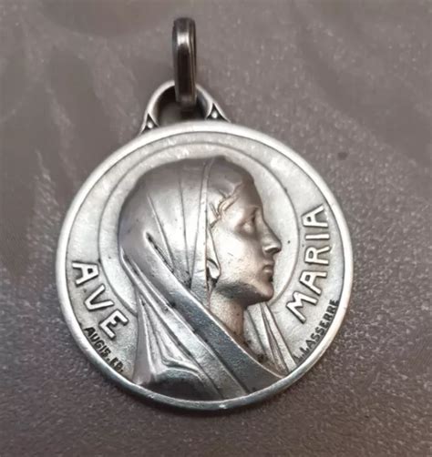 Ancienne M Daille Lourdes Av Maria Augis Lasserre Pendentif En Bronze