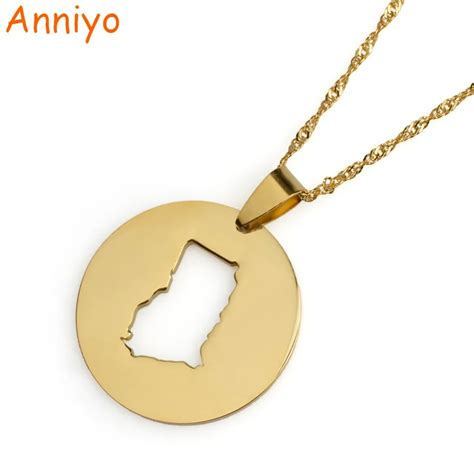 Aliexpress Buy Anniyo Gold Color Round Map Of Ghana Pendant