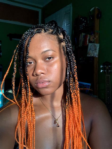 Long Orange Box Braids Coolest Haircut Ideas