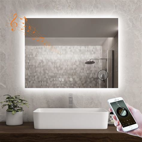 byecold Bluetooth LED Bathroom Mirror with Dimmable 2 Colors, Heated