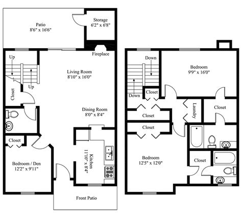 The Foxcroft Townhouse Floor Plans | GMG Apartments