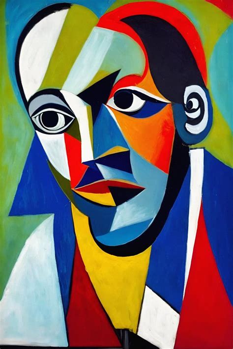 Man in style of Picasso, oil on canvas. Cubism style painting. art by ...