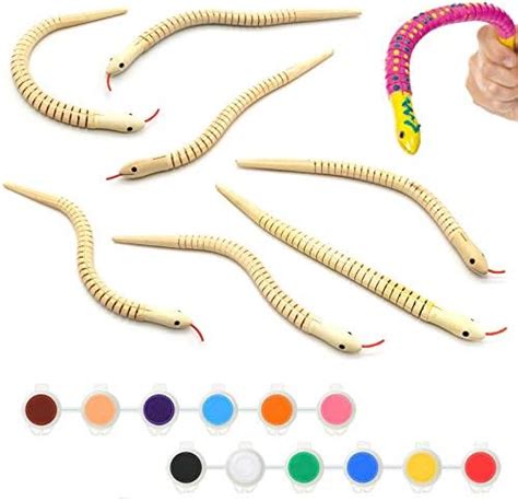 Bbto 20 Pieces Wooden Snake Unfinished Wooden Wiggly Snake