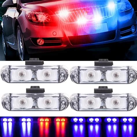 1Set 4 IN 1 Led Flashing Mini Emergency Vehicle LED Warning Lights 12V