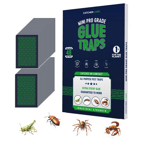 Catcher Labs Mini Glue Traps Pre Baited Sticky Insect Traps 48pc