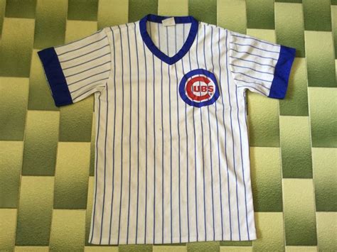 Vintage Mlb Chicago Cubs V Neck Ringer Jersey Shirt Baseball Etsy