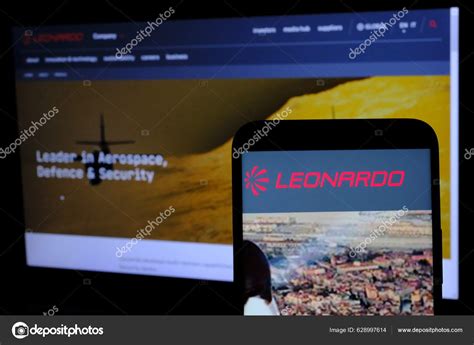 Leonardo Spa Company Logo Seen Smartphone Background Website Company ...