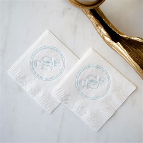 Striped Bold Monogram Cocktail Napkins Gb Design House