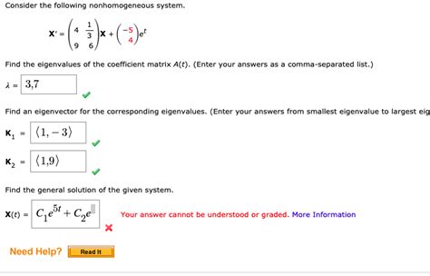 Solved Consider The Following Nonhomogeneous System 5 1 3