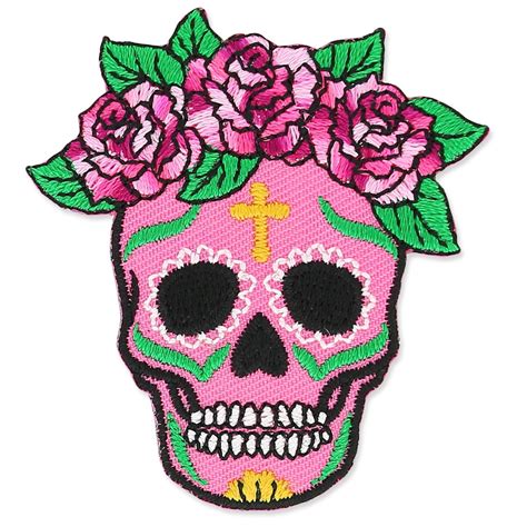 Escudo Termoadhesivo Calavera X Mm Cr Neo Mejicano Rosa X Perles