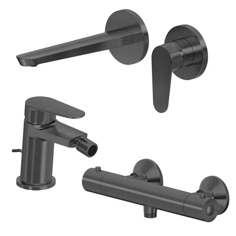 Set Miscelatore Lavabo A Muro Canna 20 Cm E Bidet Con Scarico Con